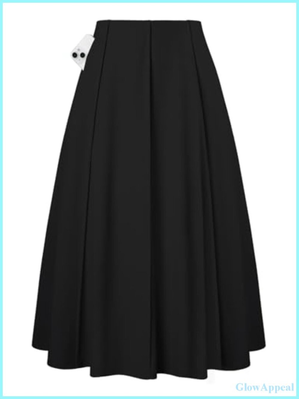 Women's Midi A-Line High Waisted Flowy Skirt with Pockets